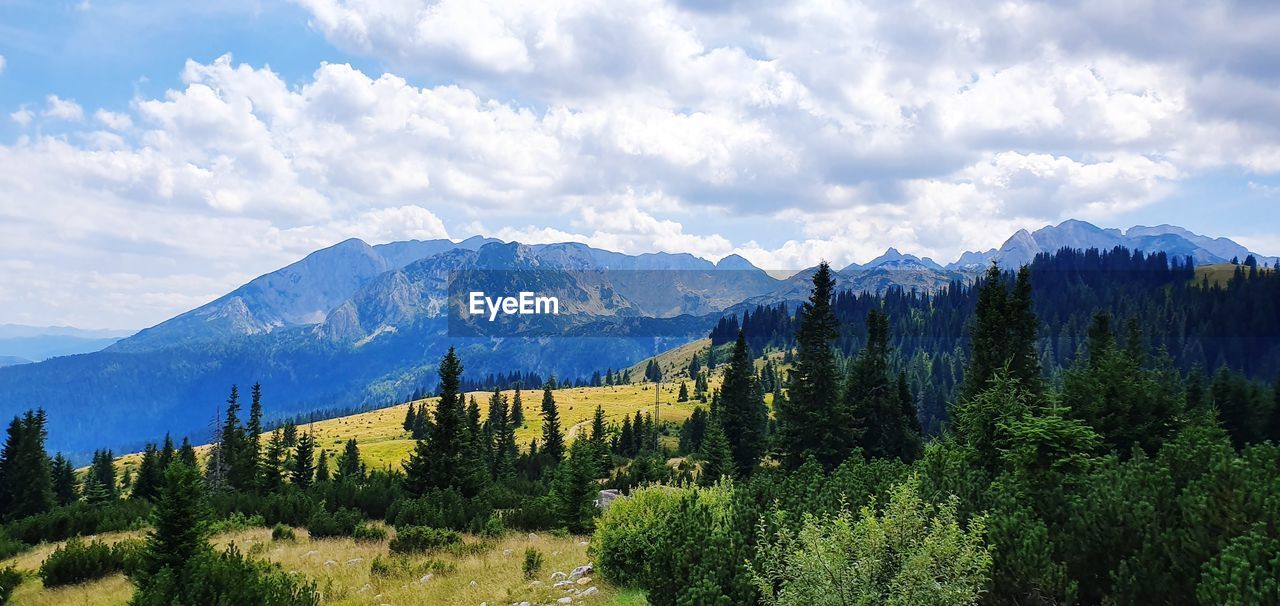 Panoramic view of mountains against sky