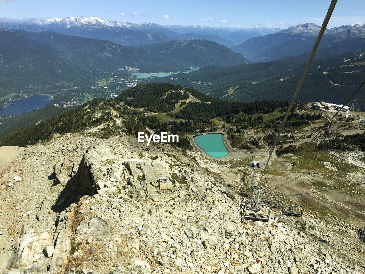 Aerial view of landscape and mountains