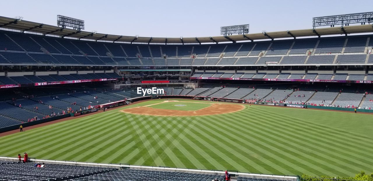 View of empty stadium pre game antics...