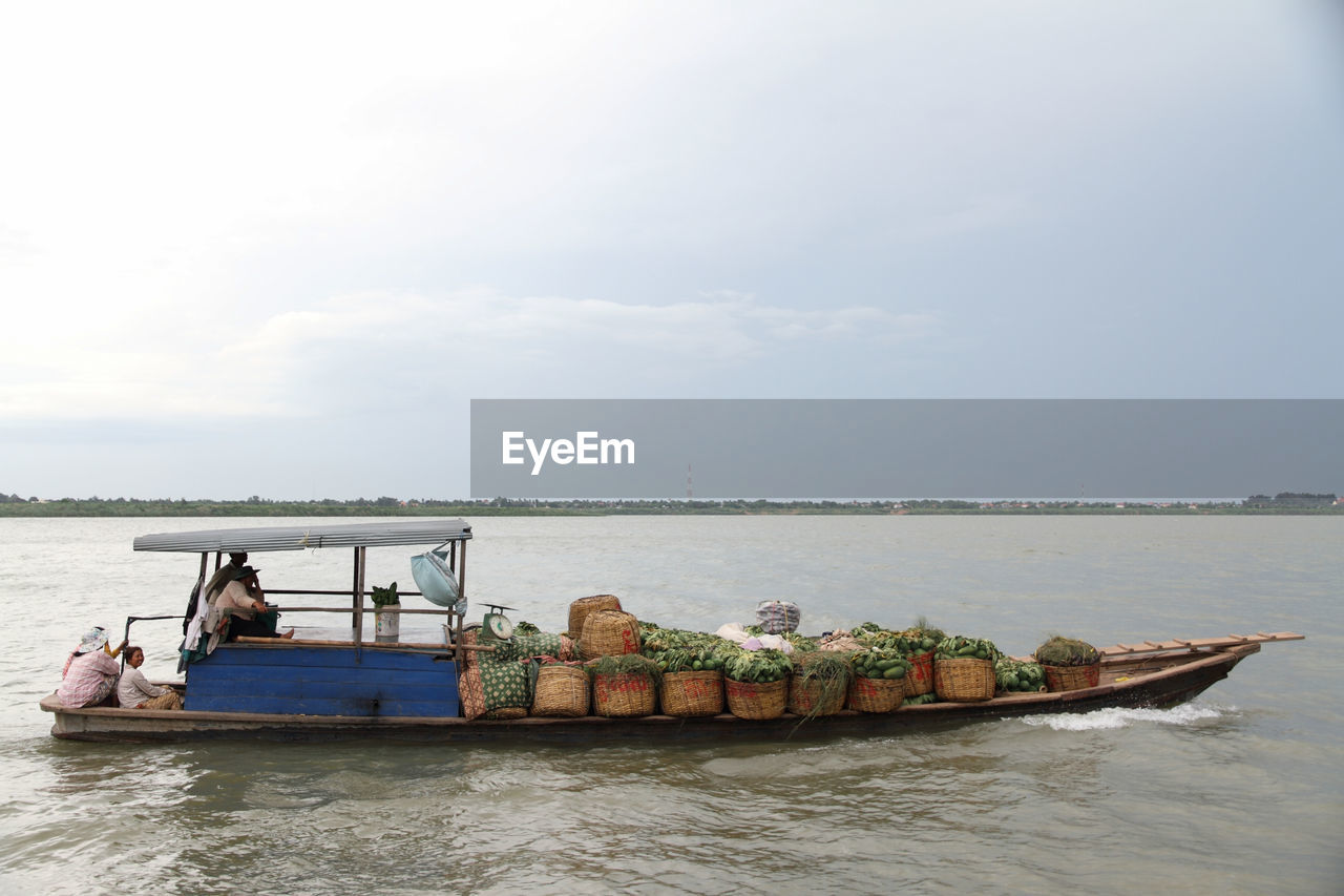 Scenic view of boat on river