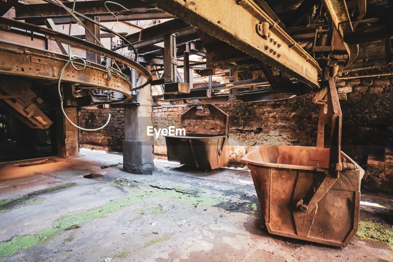Rusty metal in abandoned factory
