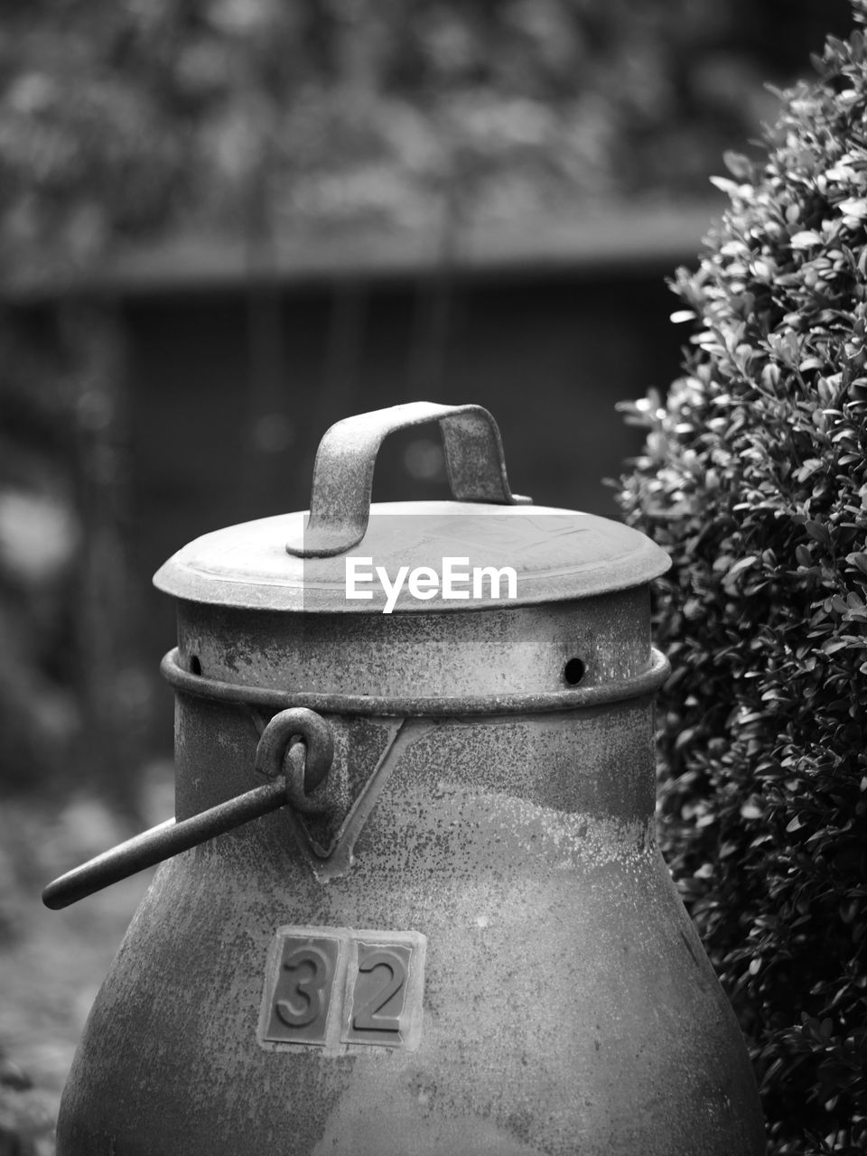 Close-up of milk canister