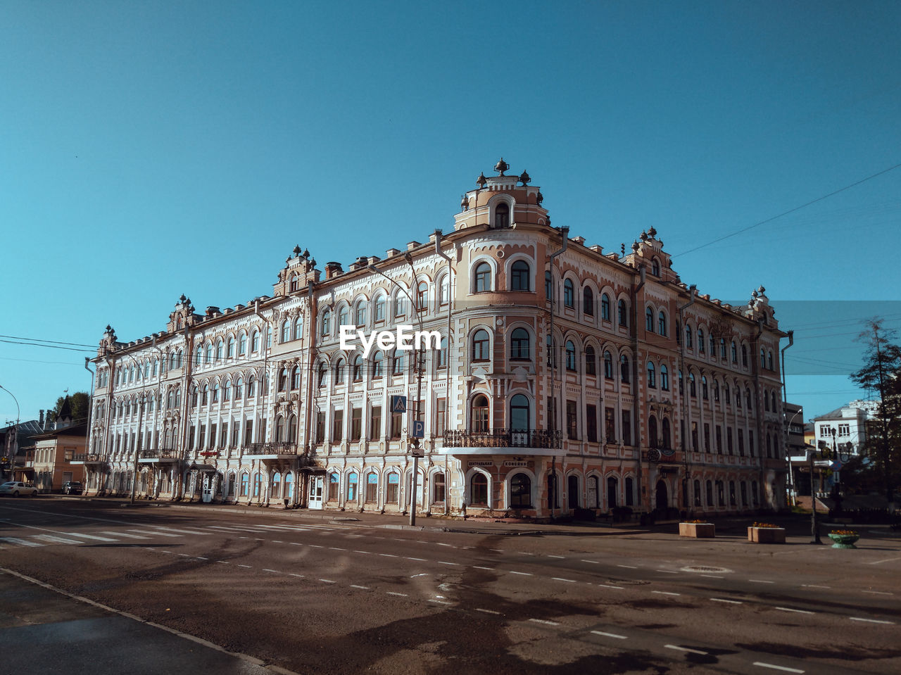Building against clear blue sky