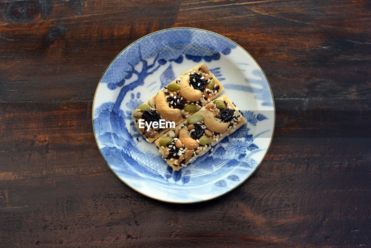 High angle view of cake on plate