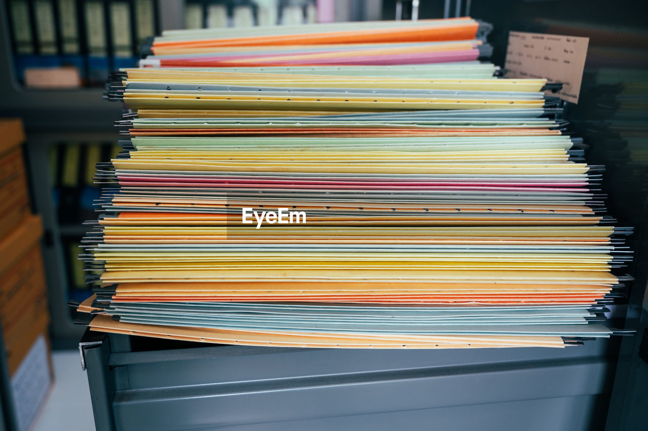 Stack of books on table