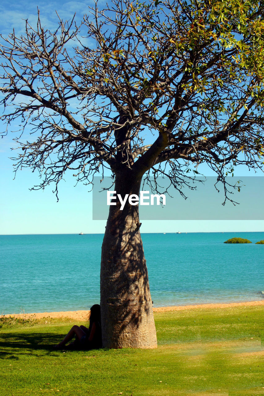 Scenic view of sea against clear sky