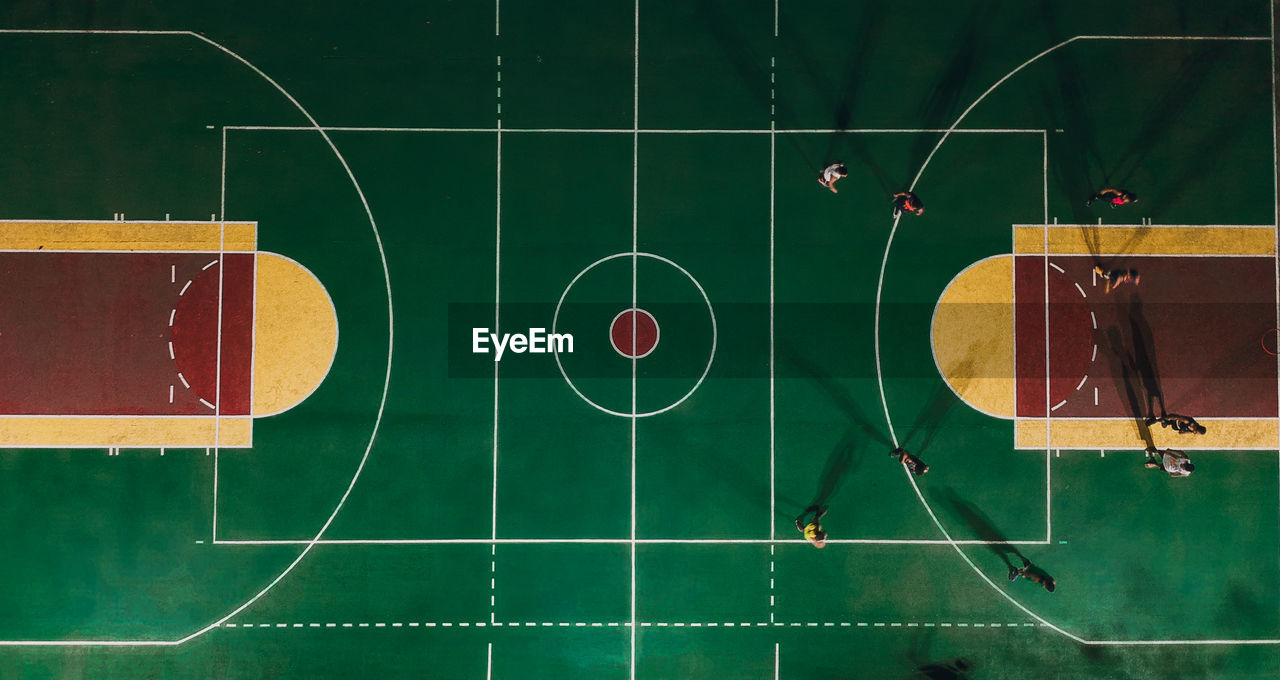Bird's eye view  of basketball court 