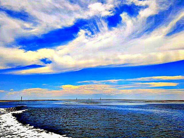 SCENIC VIEW OF SEASCAPE AGAINST CLOUDY SKY