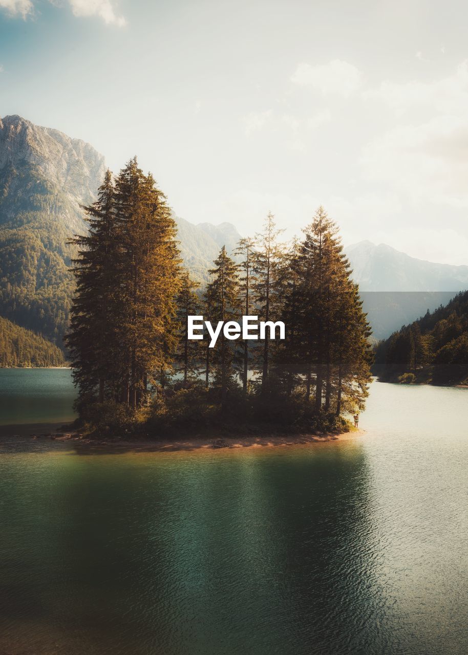 Scenic view of lake against sky