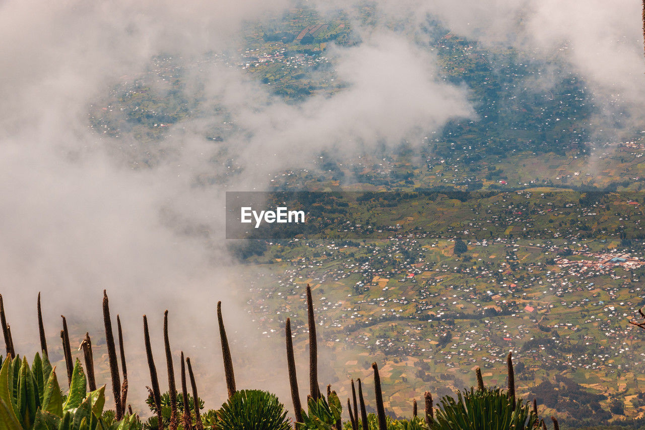 African landscapes in rwanda seen from mount muhabura in the mgahinga gorilla national park, uganda