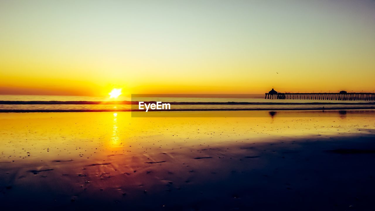 SCENIC VIEW OF BEACH DURING SUNSET