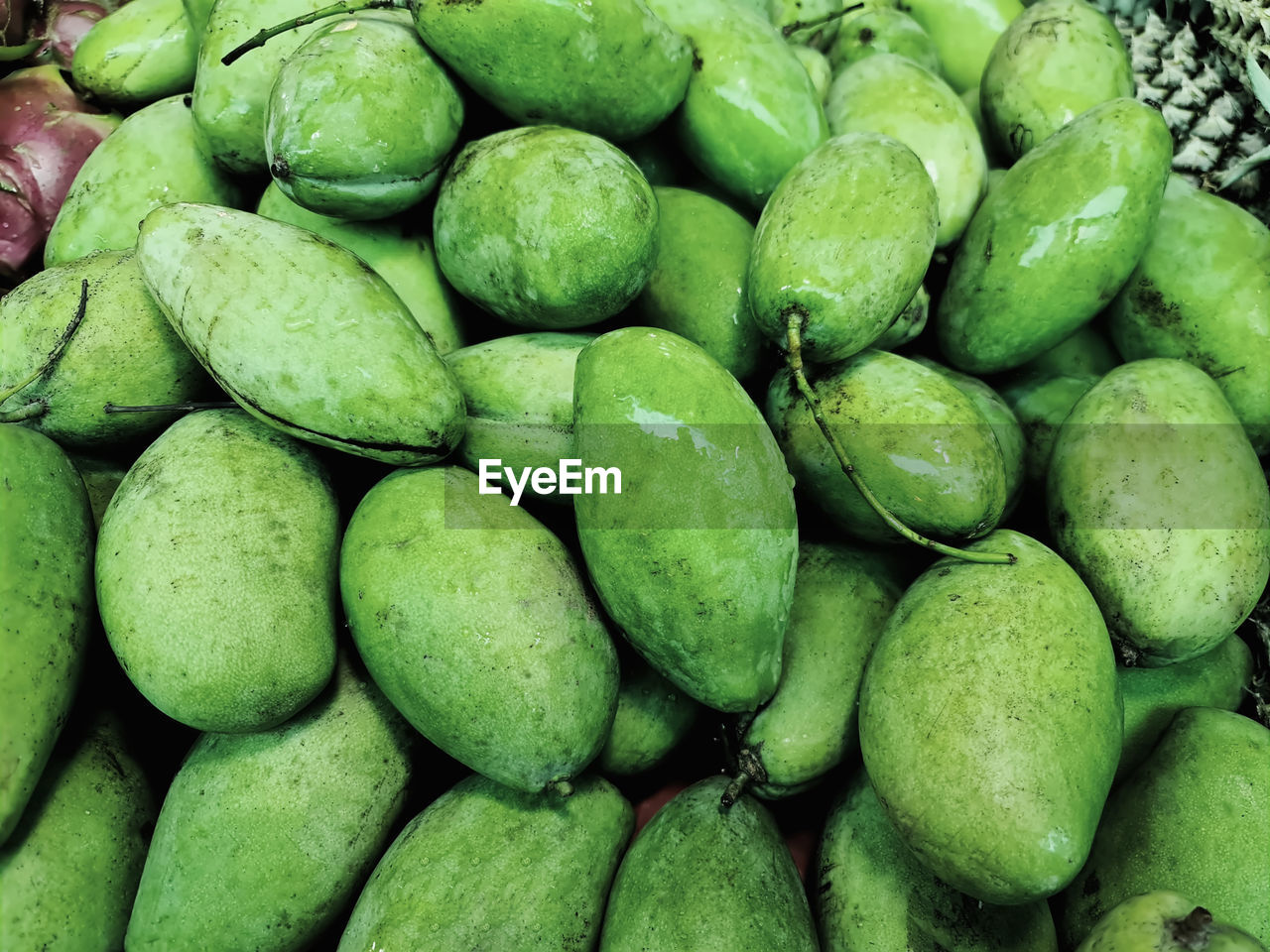 FULL FRAME SHOT OF GREEN FRUITS FOR SALE