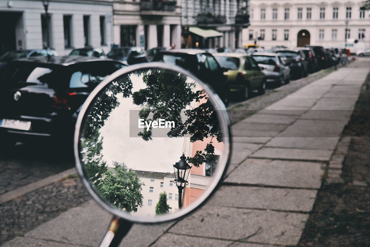 Reflection on side-view mirror