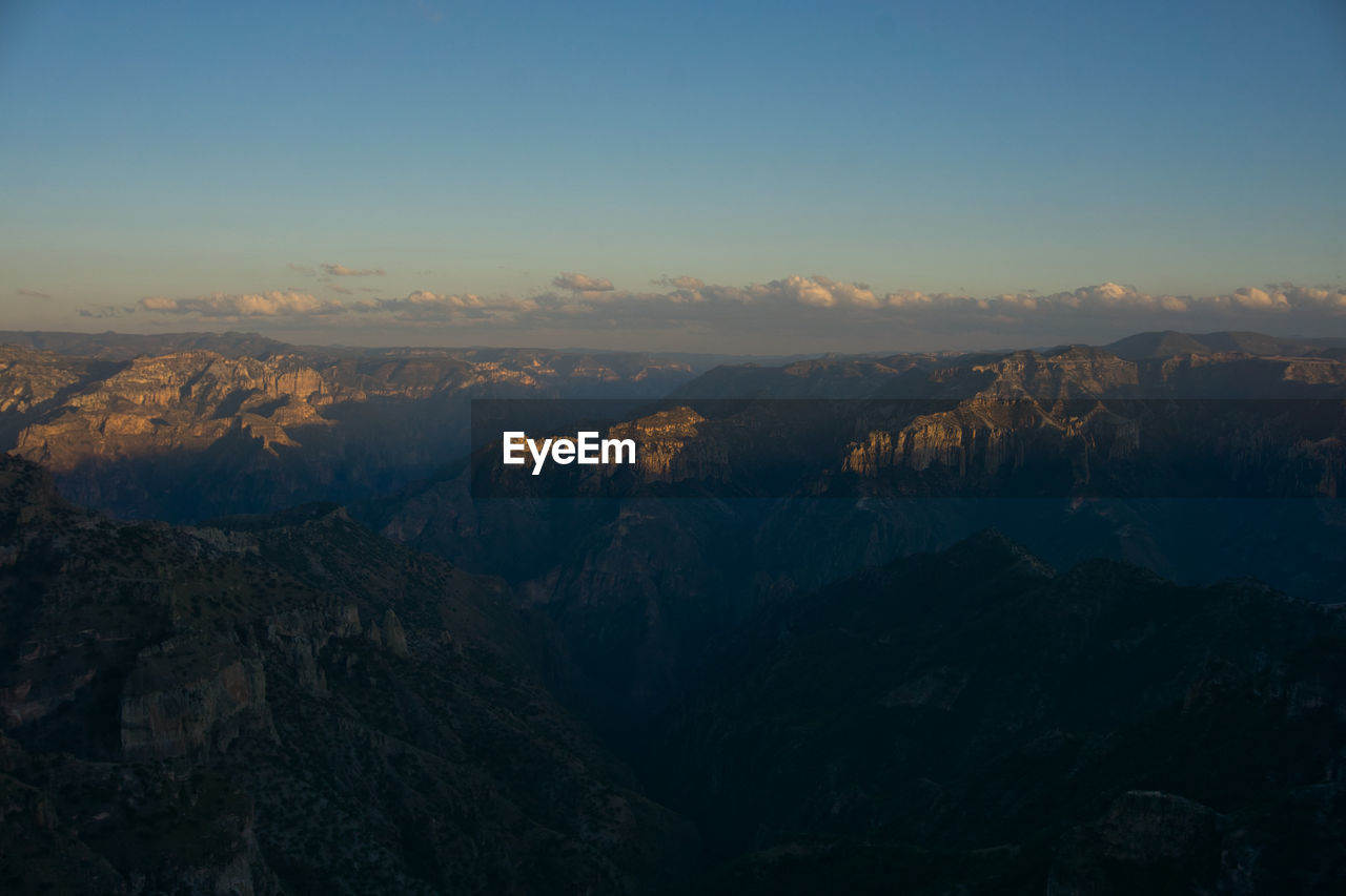 Scenic view of mountains against sky in copper canyon / barrancas del cobre