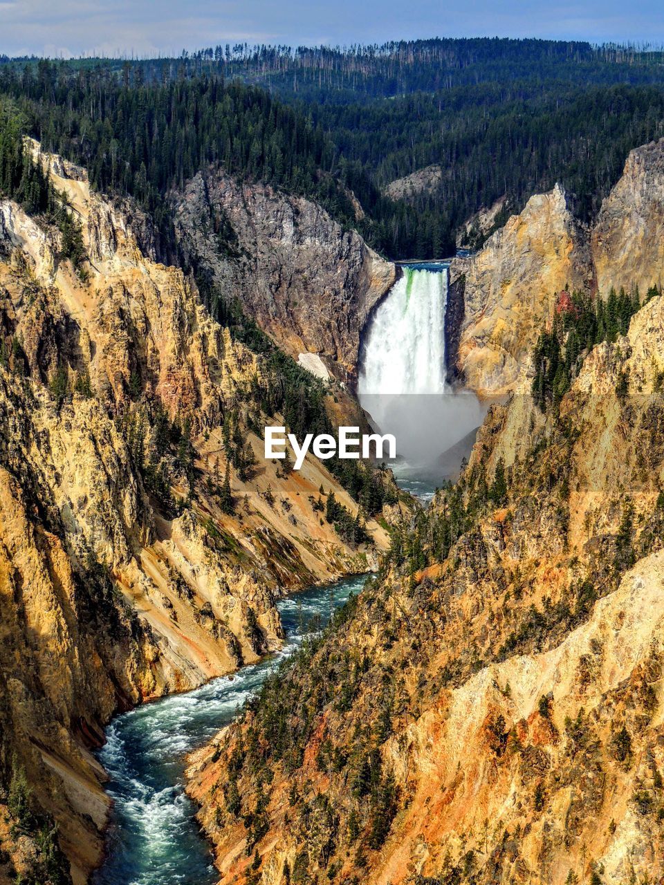 High angle view of river flowing through valley