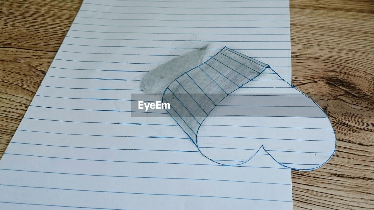 High angle view of paper 