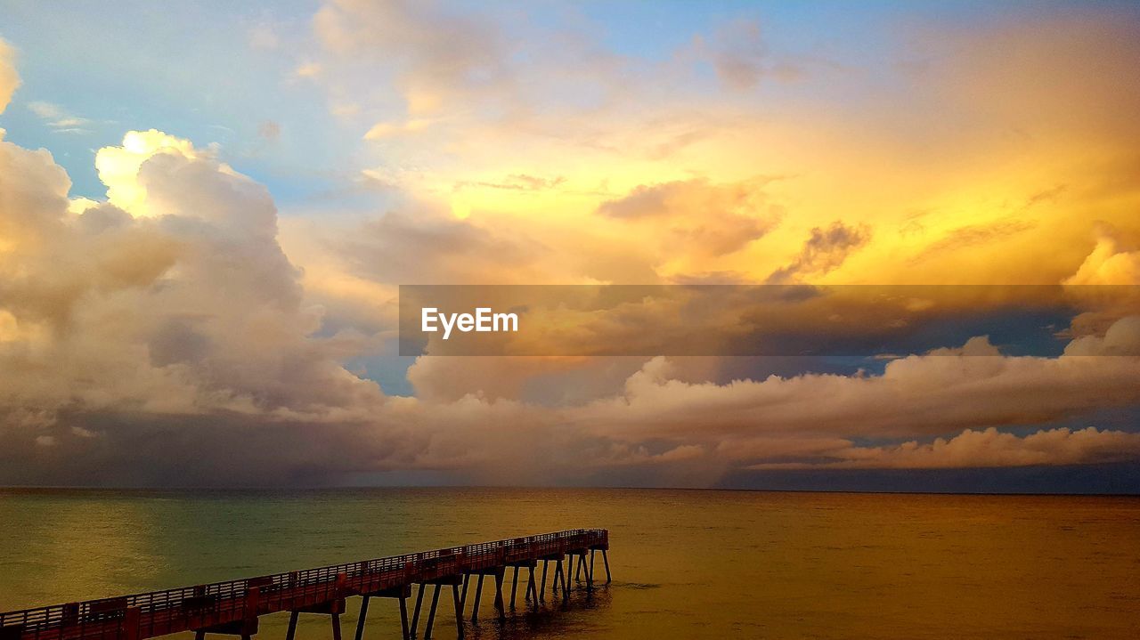 SCENIC VIEW OF SEA AGAINST SUNSET SKY