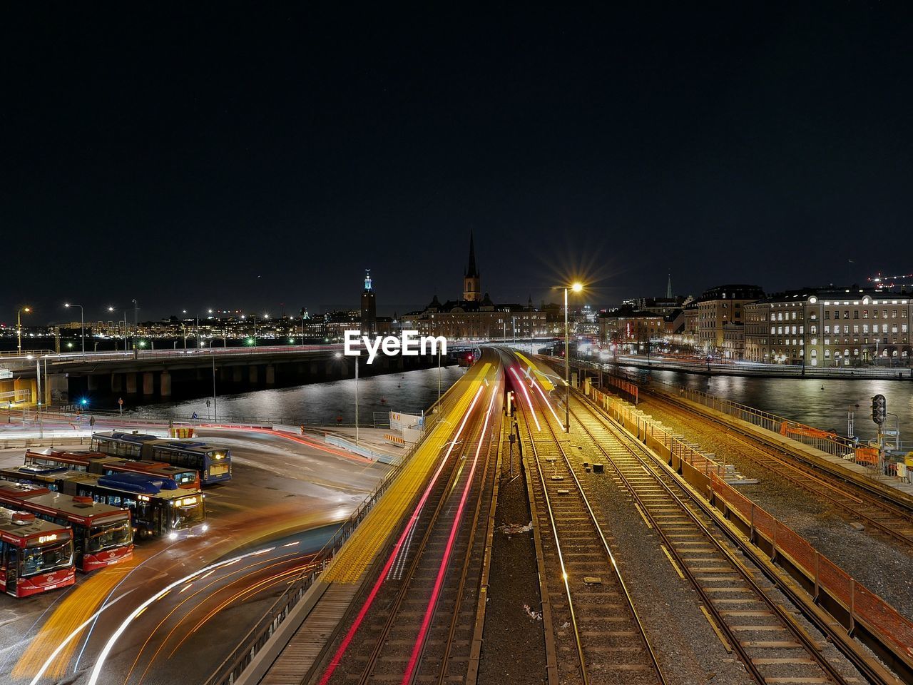 Illuminated city at night