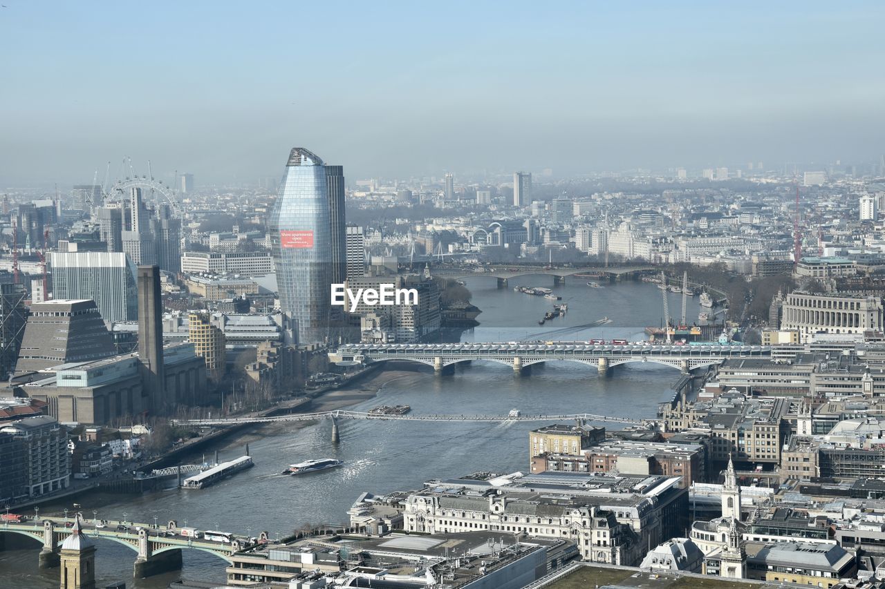 High angle view of buildings in city