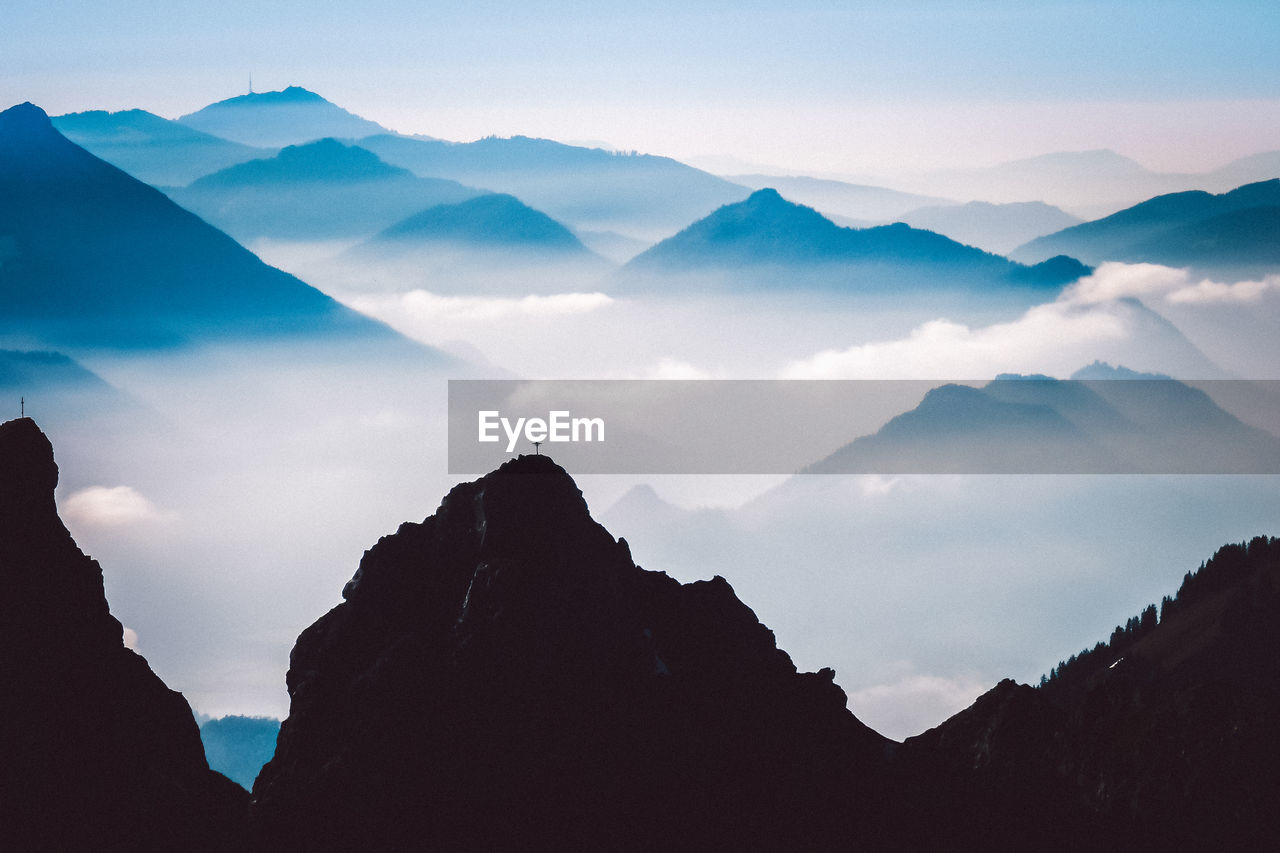 Scenic view of mountains against sky