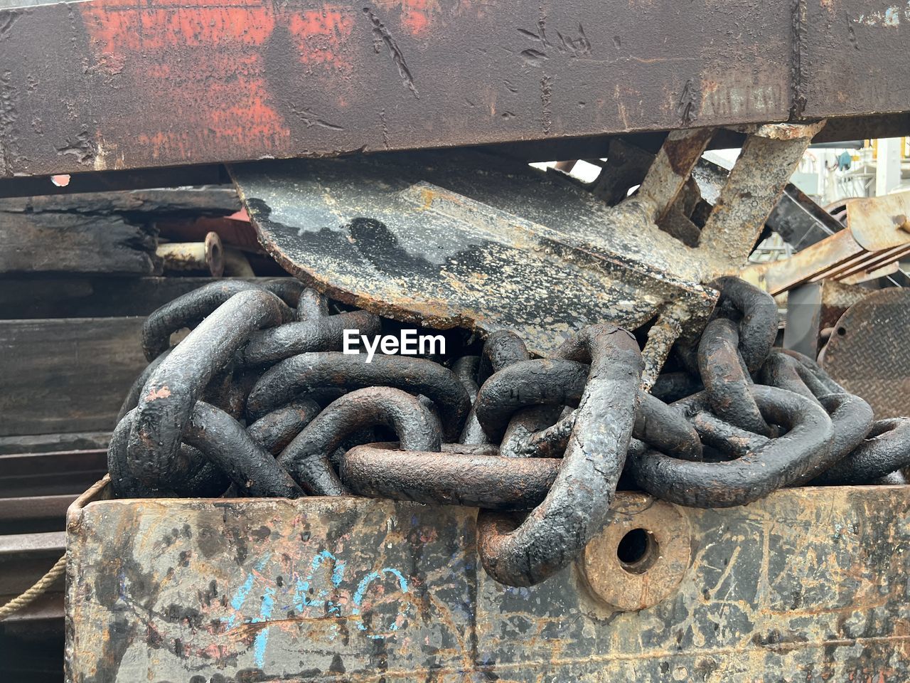 metal, rusty, iron, chain, no people, day, strength, rust, transportation, art, wood, old, outdoors, close-up, rope, mode of transportation, weathered, damaged