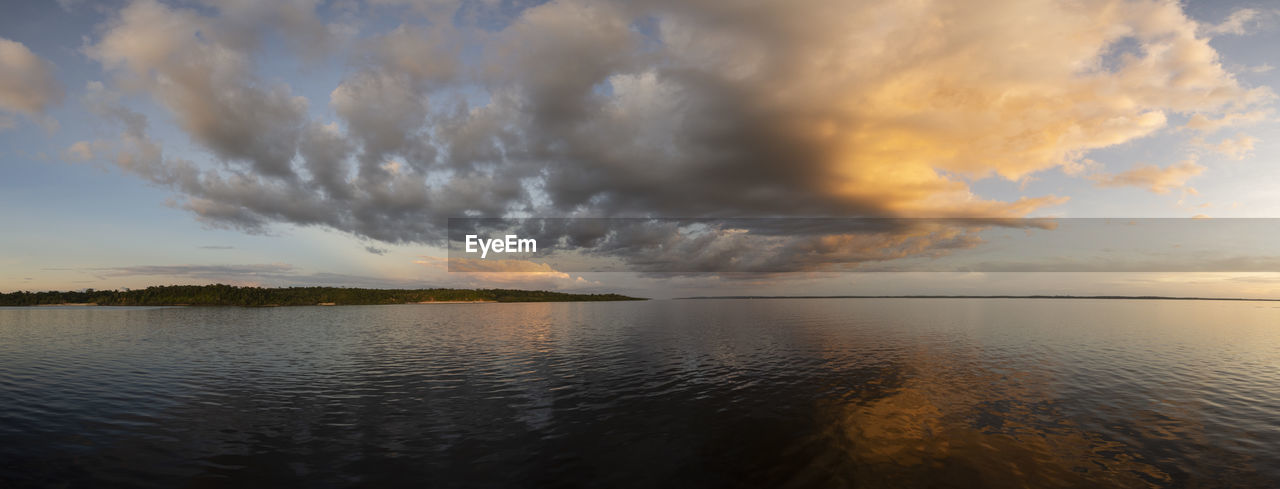 Beautiful colorful amazon sunset over the waters of negro river