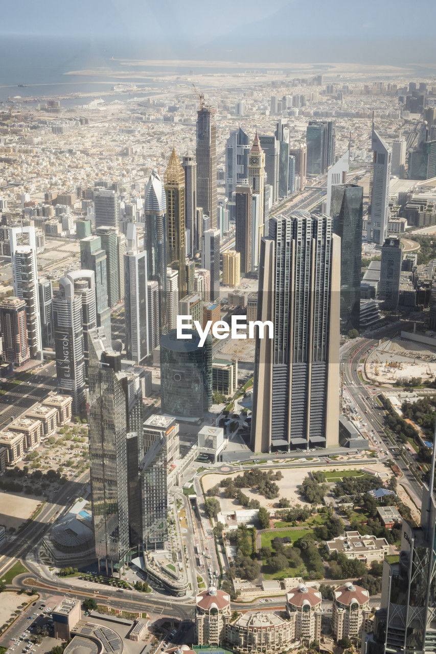 Aerial view of dubai from the 148th floor of the burj khalifa tower - united arab emirates - travel
