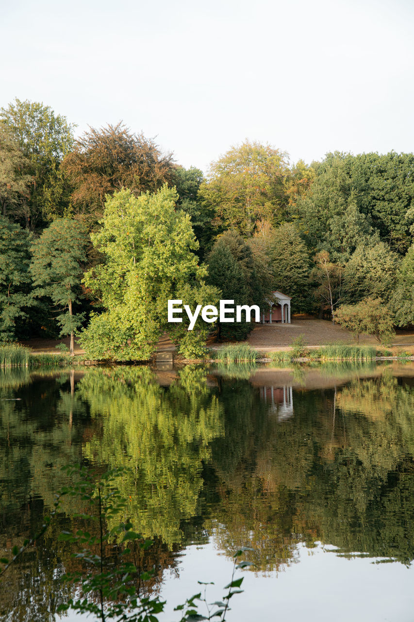 SCENIC VIEW OF LAKE AGAINST TREES