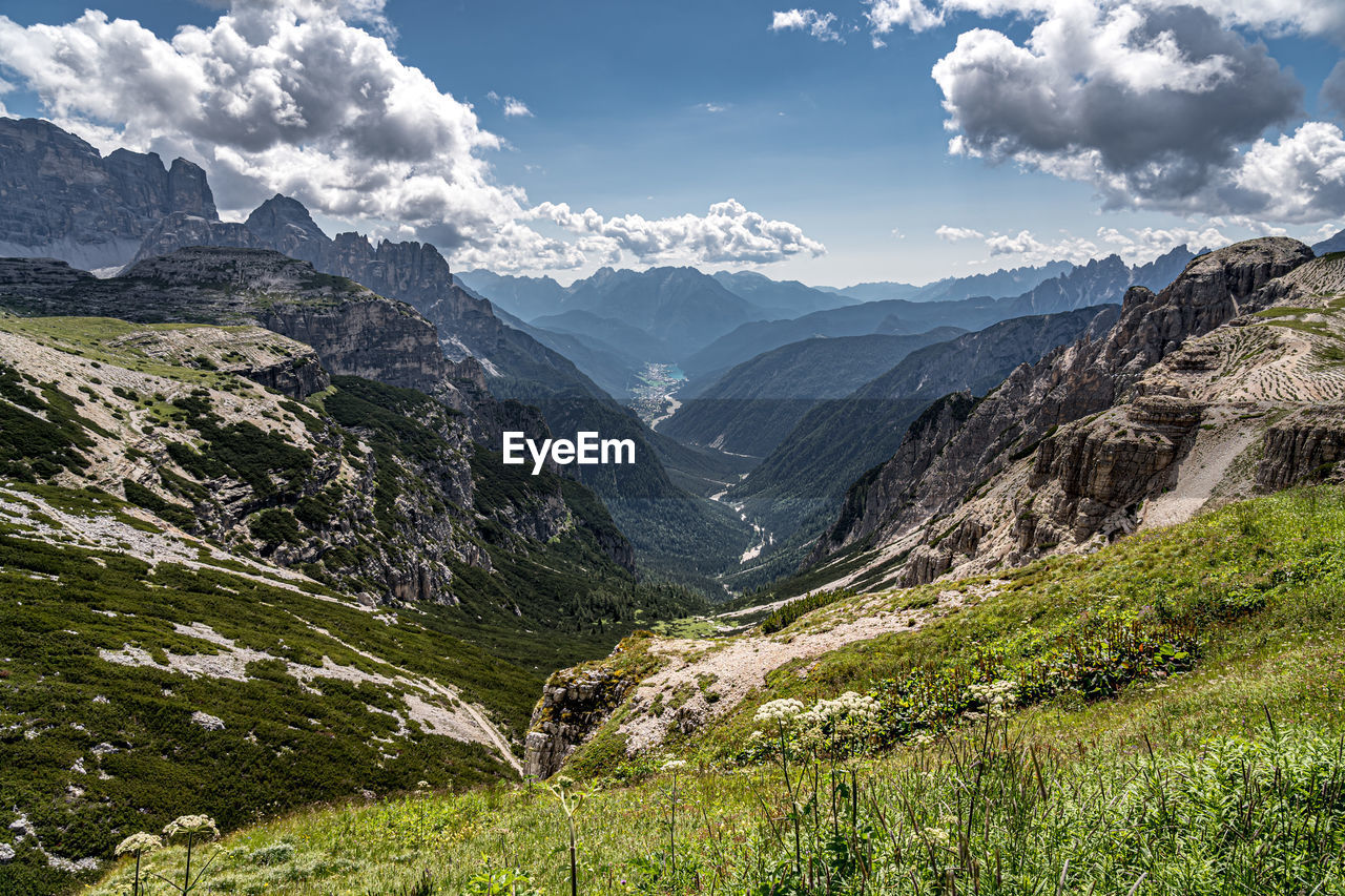 Scenic view of mountains against sky