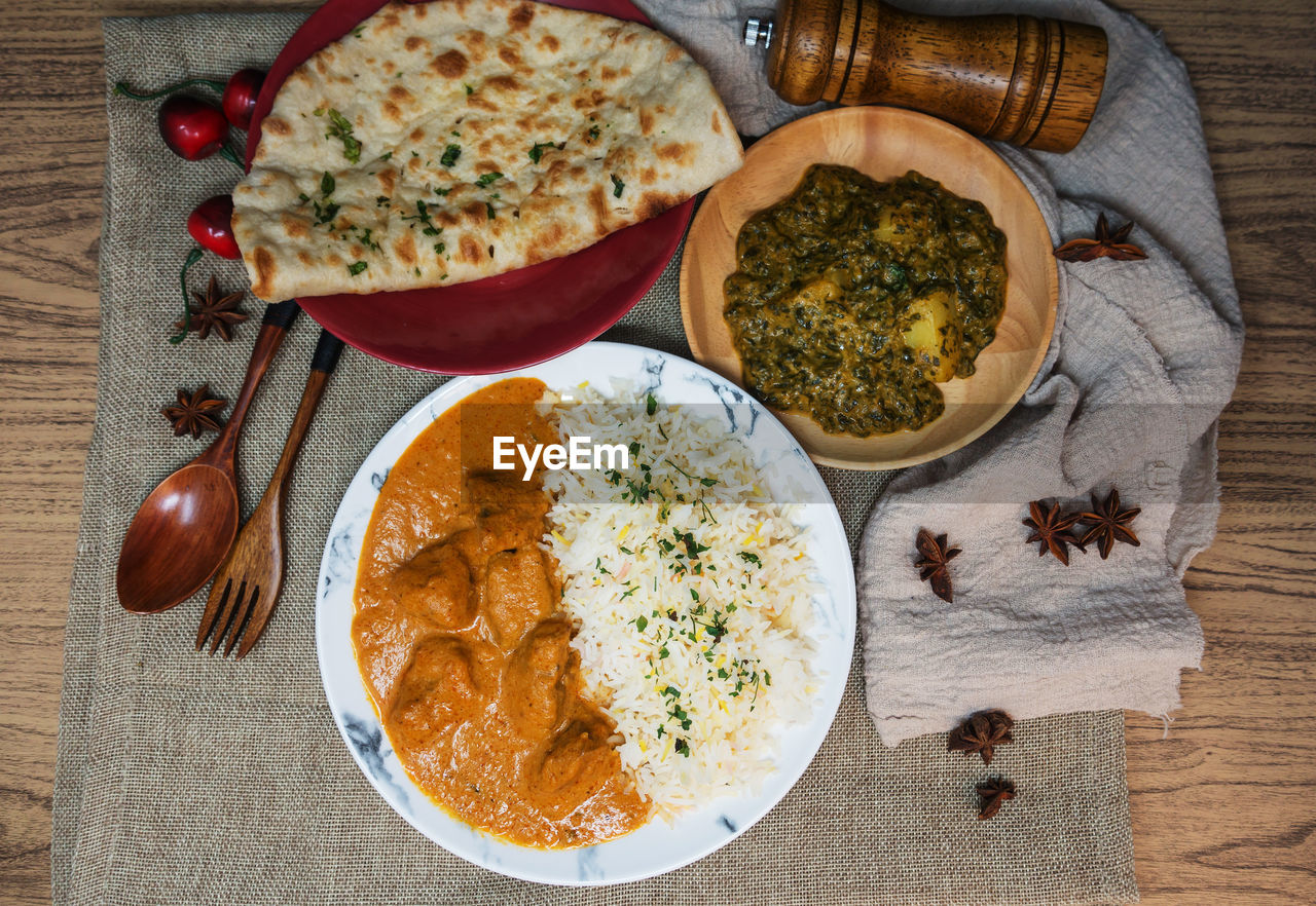 Directly above shot of food in plate on table