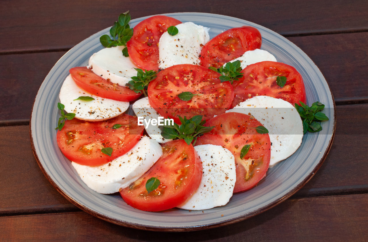 high angle view of food on table