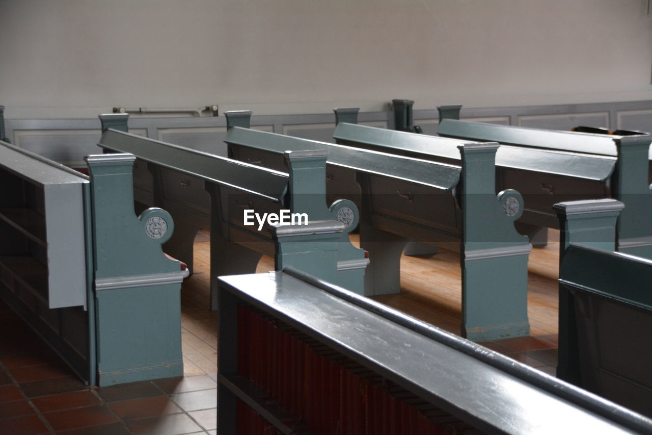 Empty pews in church