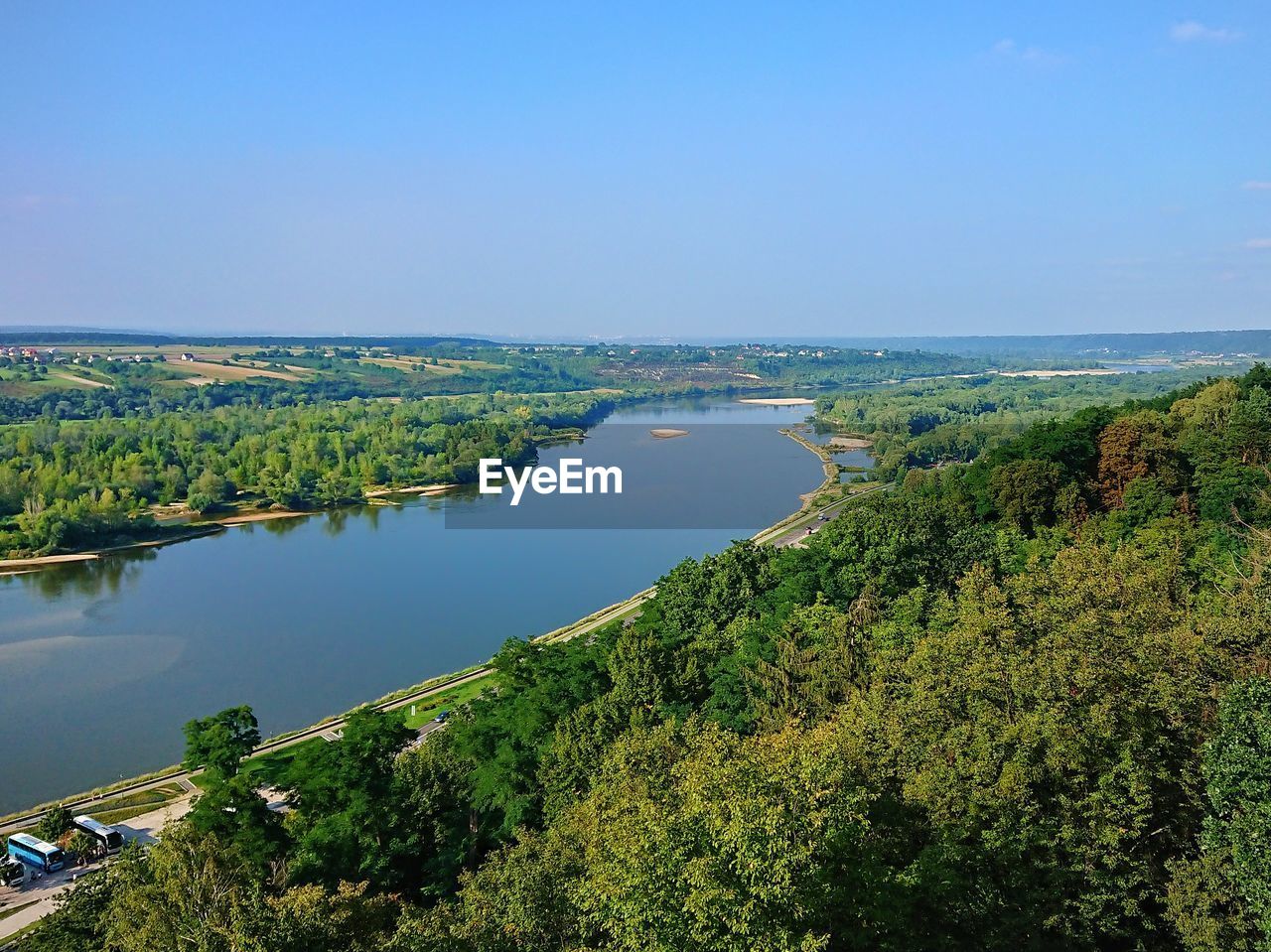 High angle view of landscape against clear sky