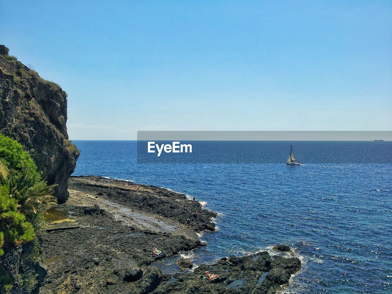 Scenic view of sea against clear sky