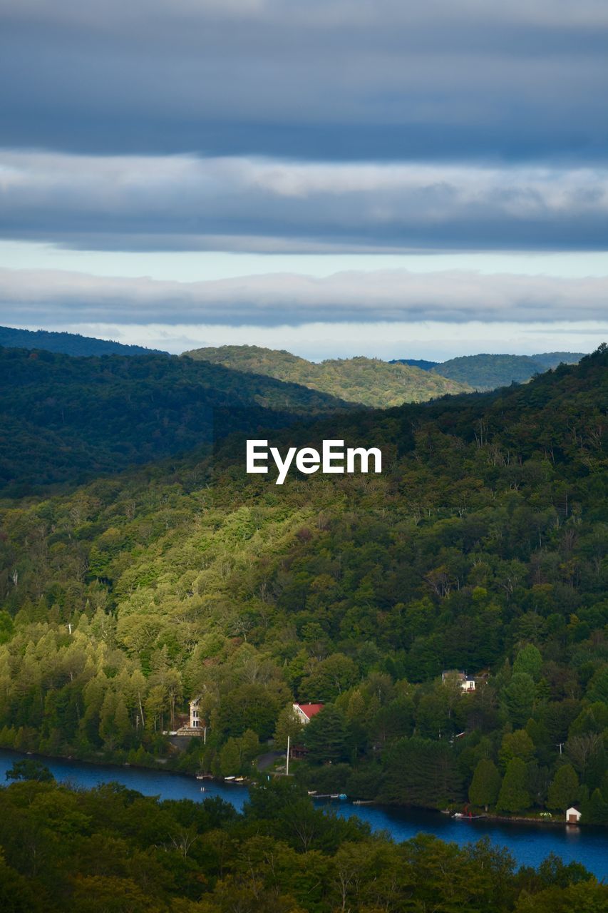 SCENIC VIEW OF LANDSCAPE AND LAKE AGAINST SKY