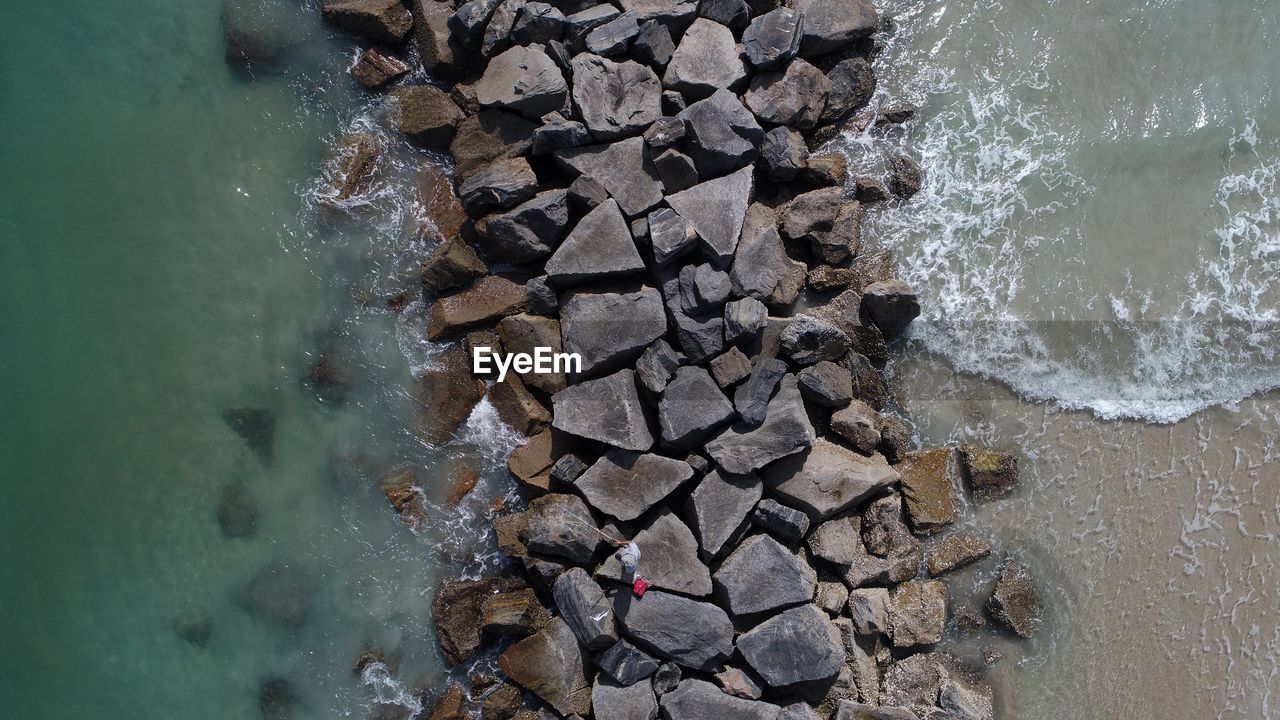 High angle view of beach