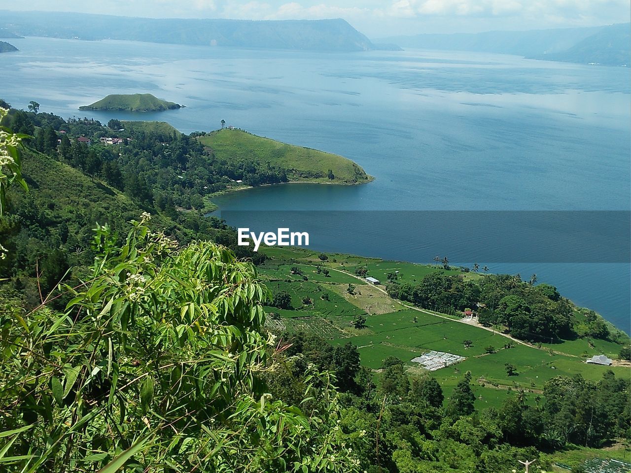 High angle view of sea against sky