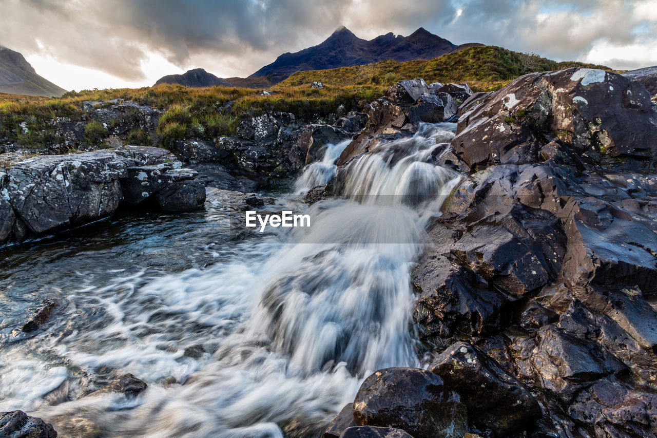 Scenic view of waterfall