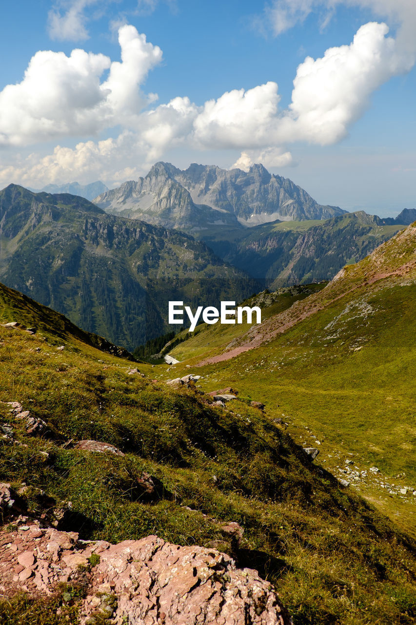 Mountain with sky in background