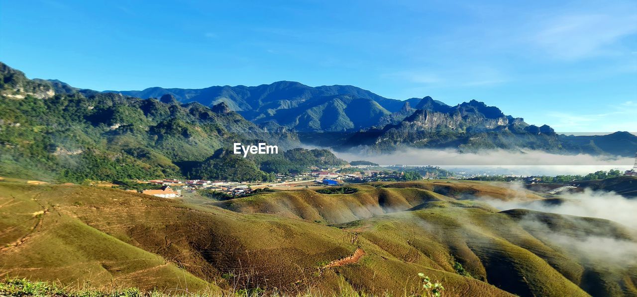 Scenic view of mountains against sky