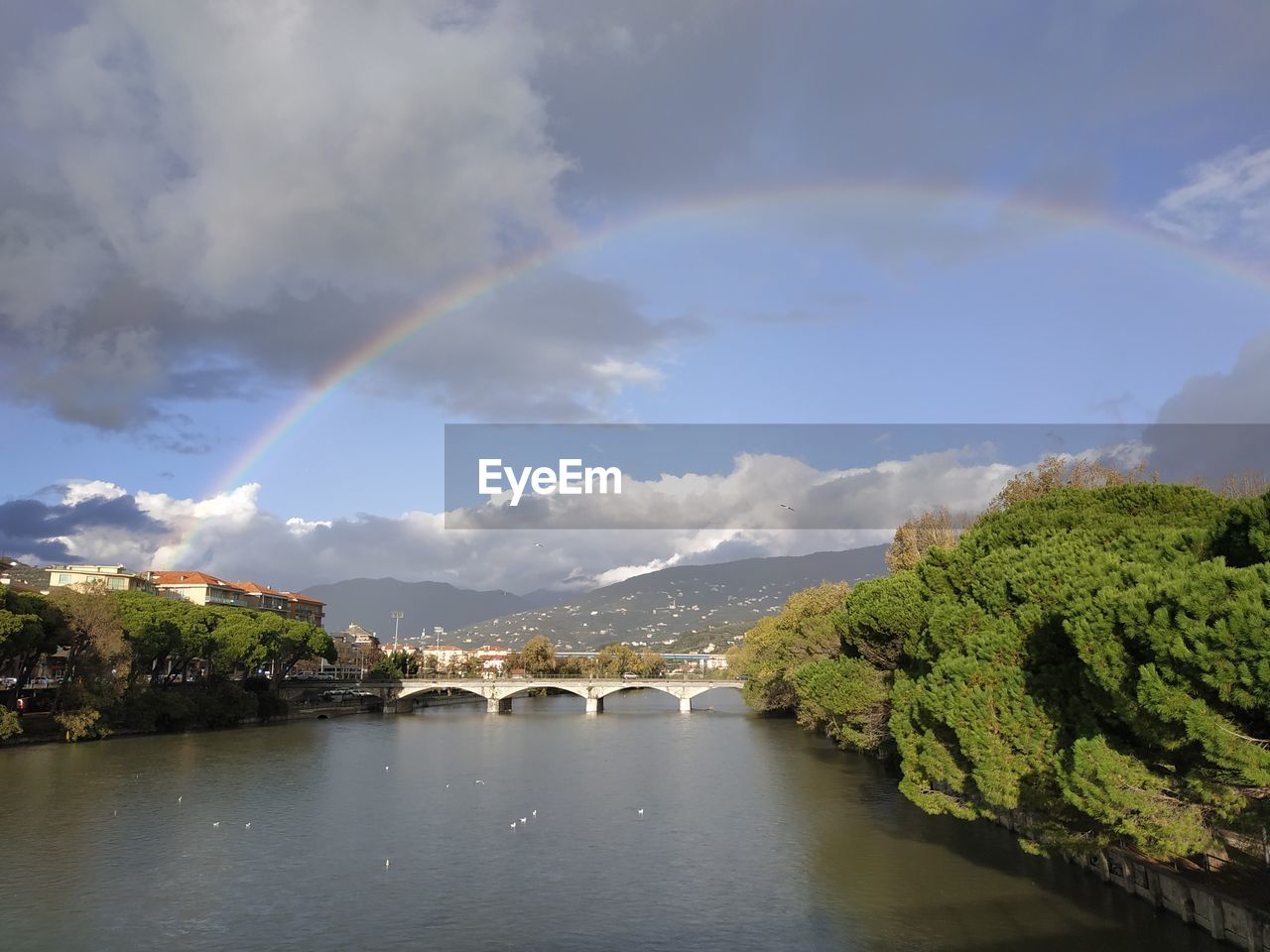 Rainbow on entella river. lavagna. liguria. italy