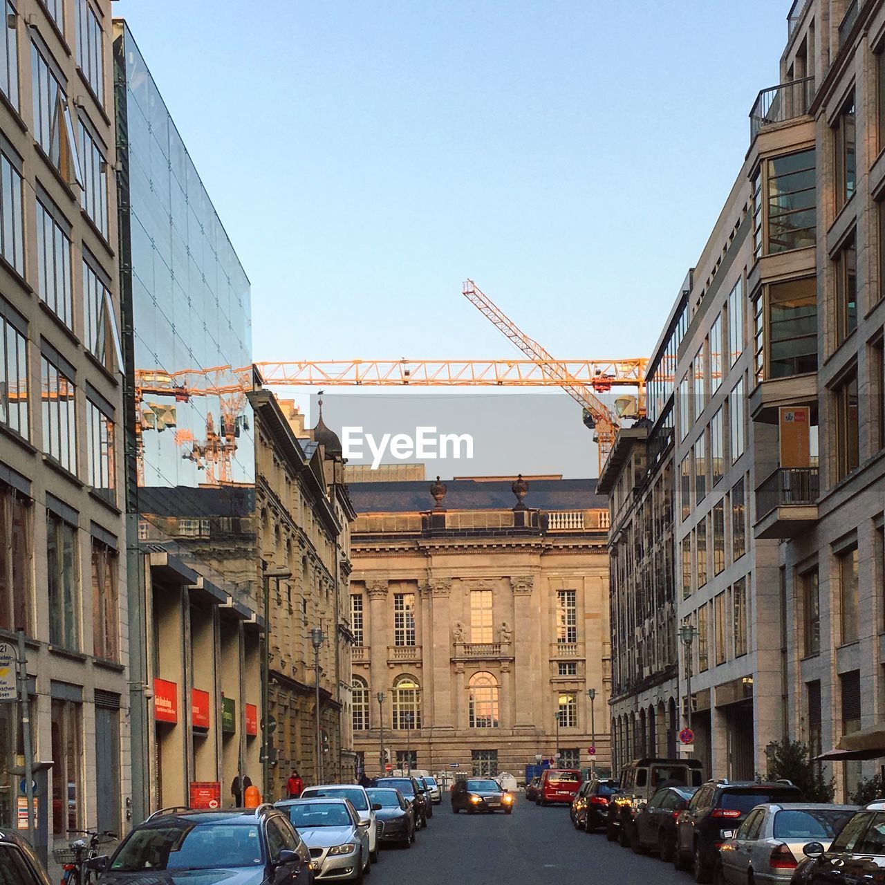 STREET IN CITY AGAINST CLEAR SKY