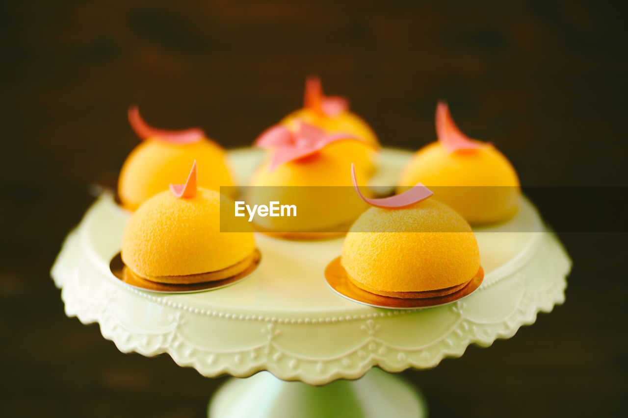 close-up of dessert on table