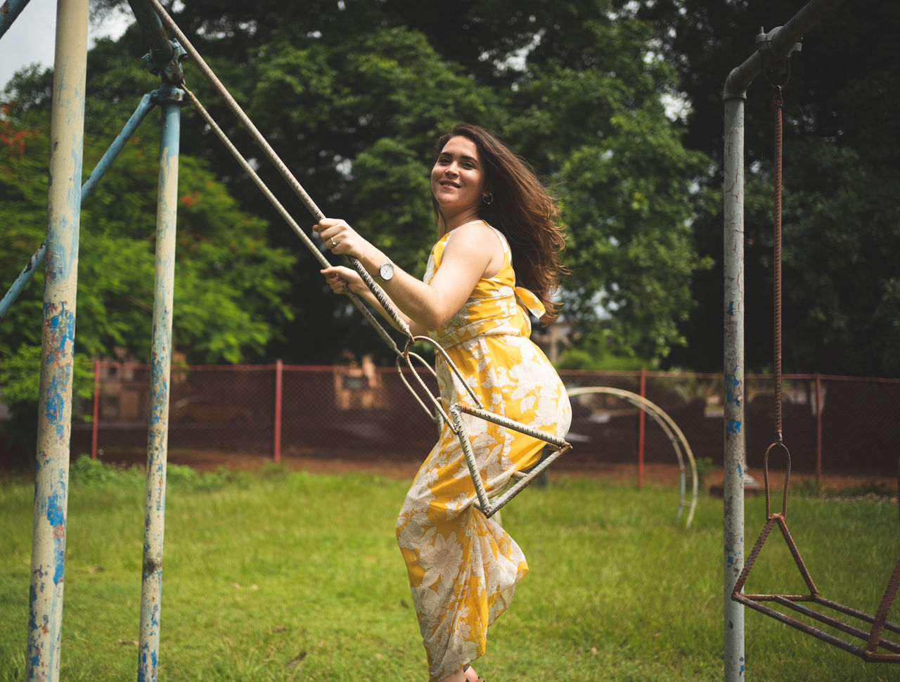 Young woman playing