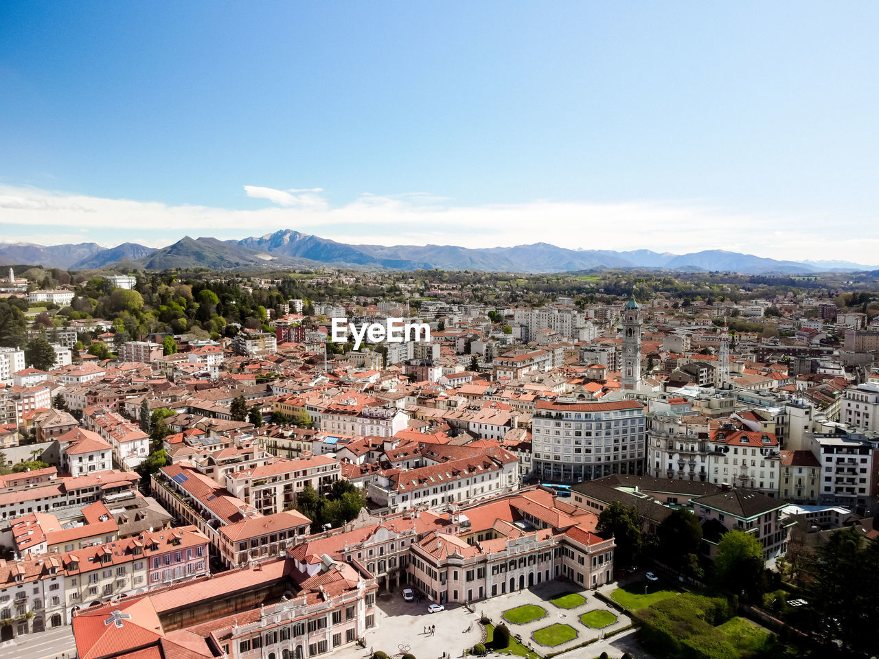 High angle view of townscape against sky