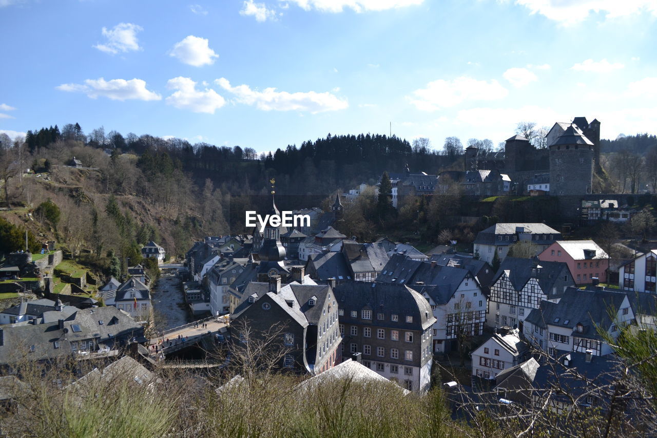 High angle view of townscape against sky