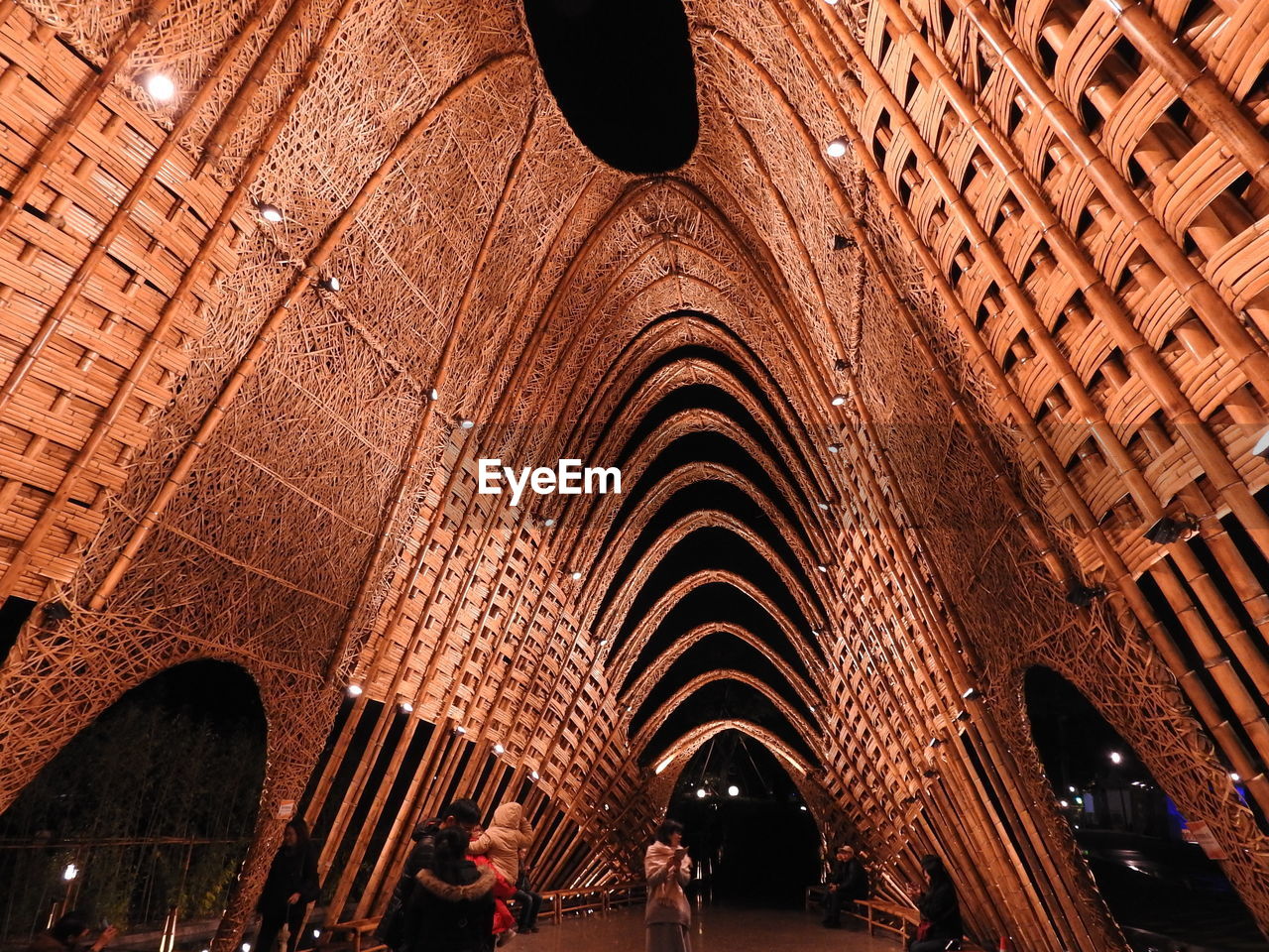 Low angle view of illuminated ceiling