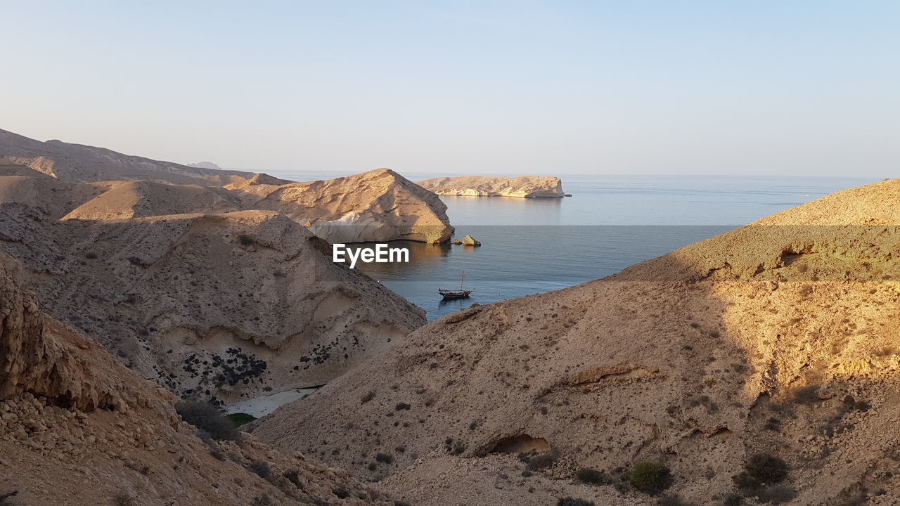 Scenic view of sea against clear sky