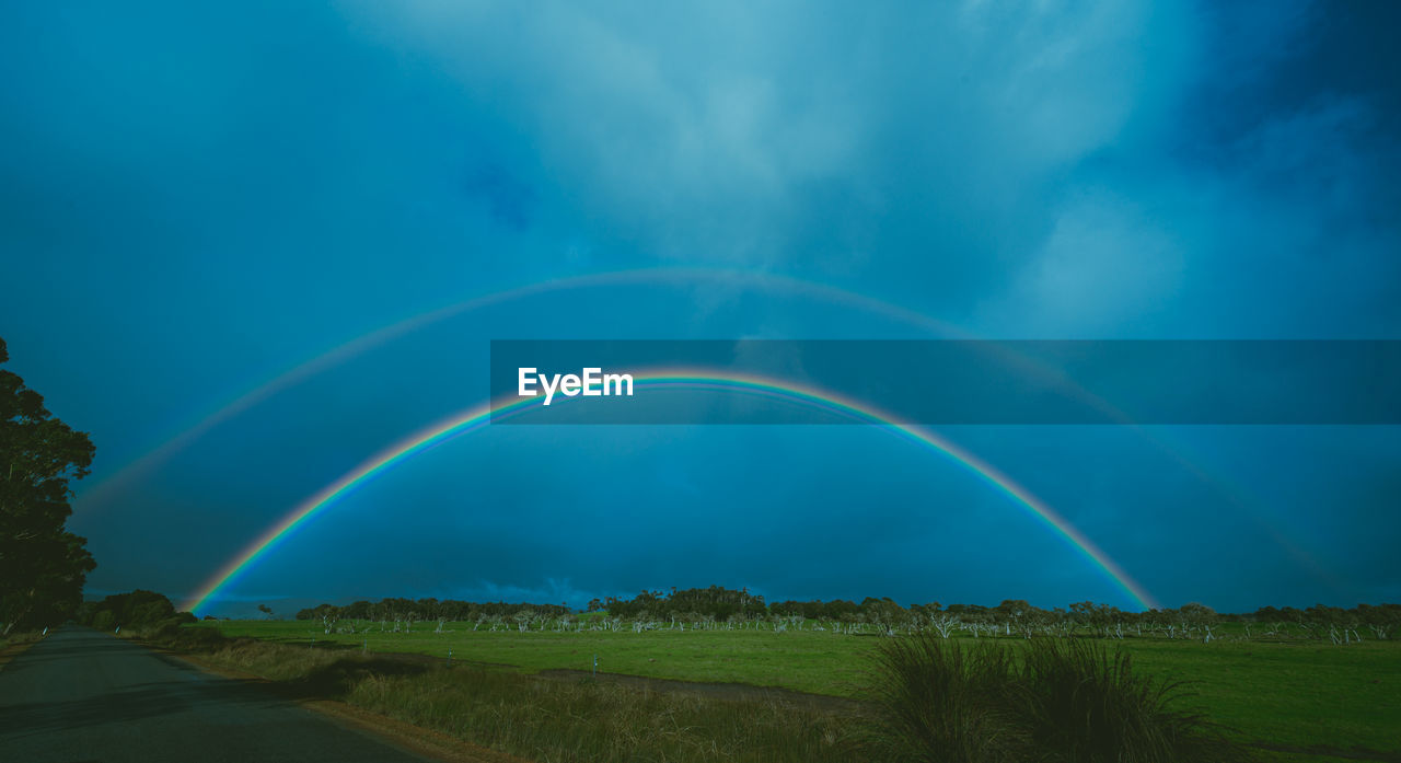 Scenic view of rainbow against sky