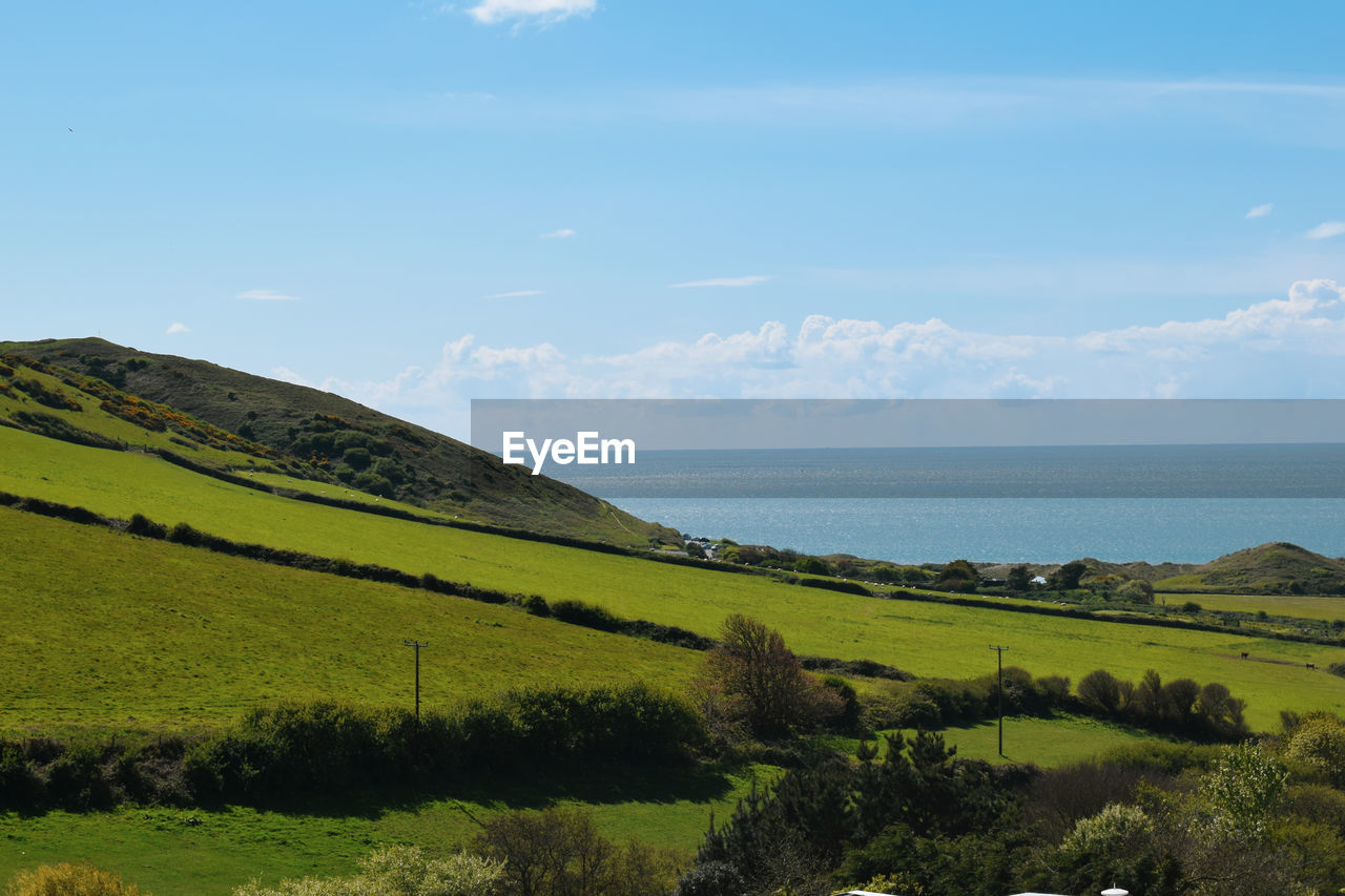 SCENIC VIEW OF LAND AND SEA AGAINST SKY